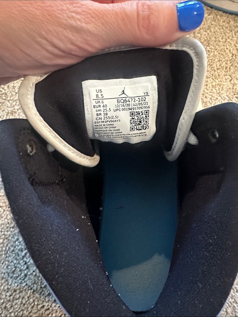 Nike Air Jordan 1 Mid White Black Light Blue Sneakers - Picture 2 of 5
